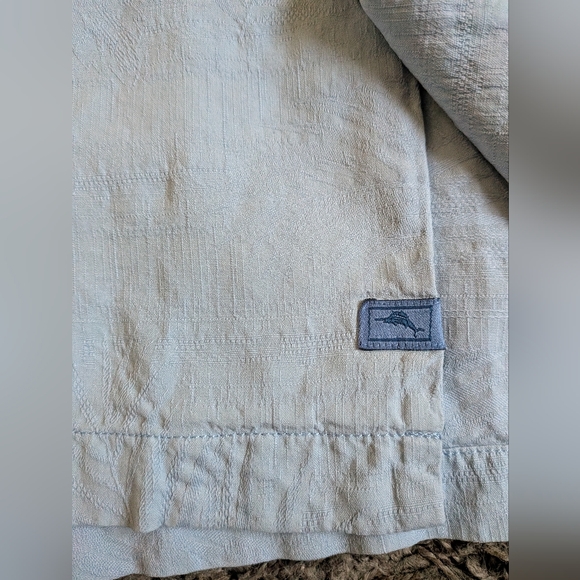 Tommy Bahama Tailgate Club Football Blue 100% Silk SS Button Shirt Men's M - Picture 3 of 8